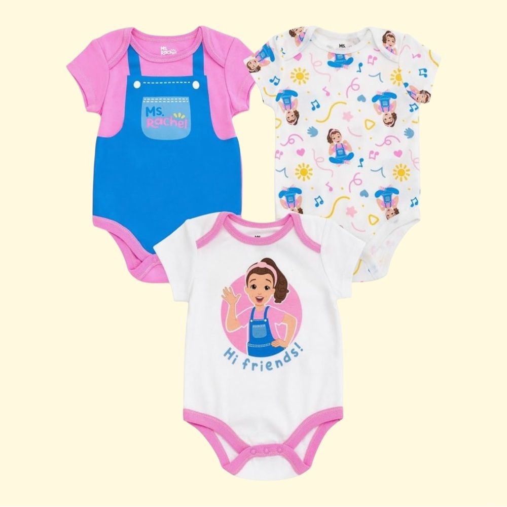NWT Ms. Rachel 3pc Baby Onesie Set